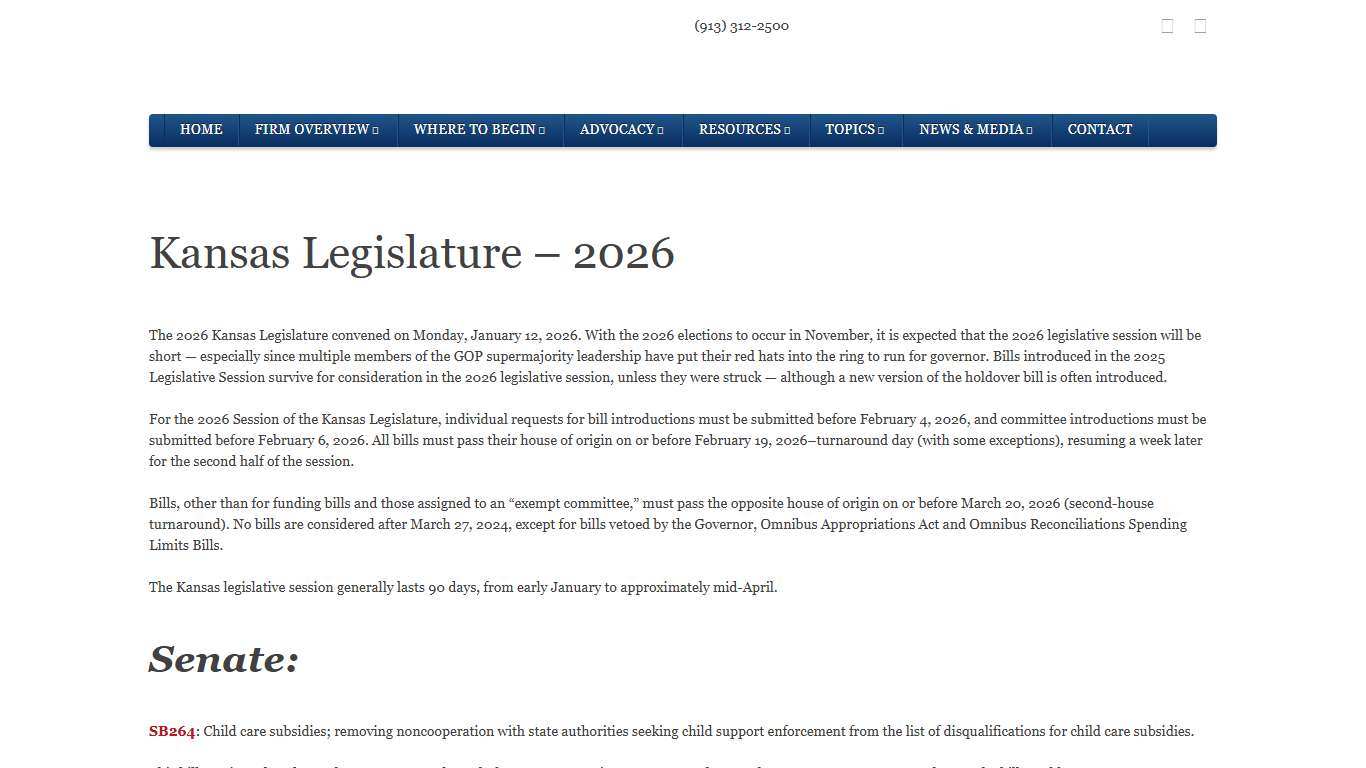Kansas Legislature – 2026 Kansas-Divorce